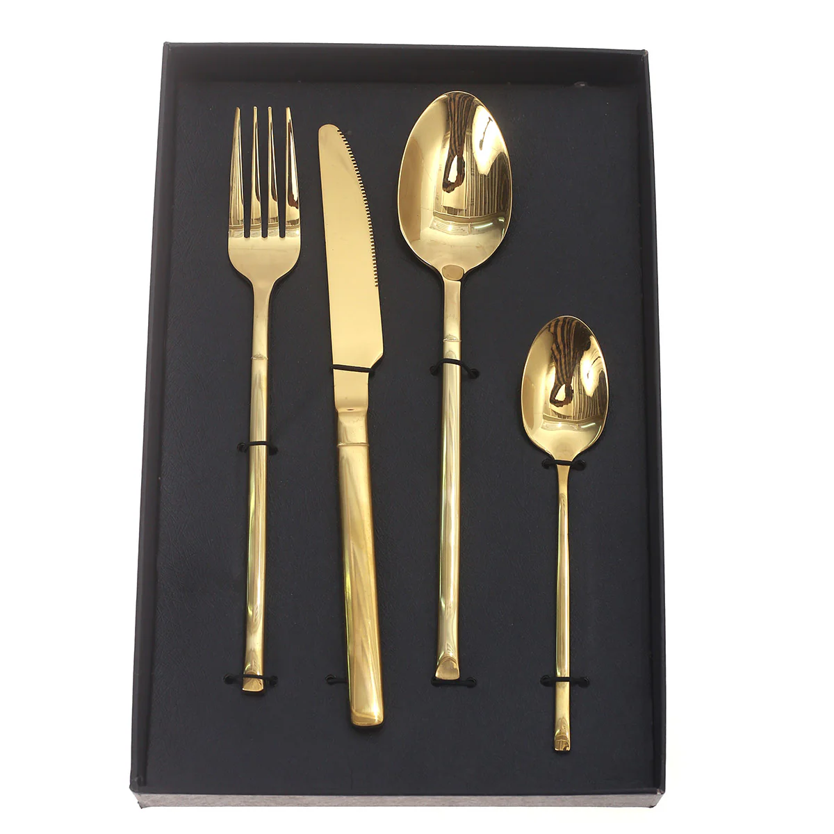 3307005287_1 4Pcs Cutlery Set Gold 11.25 X 7.5 X 1.5 Inch WS-002 - Image 1